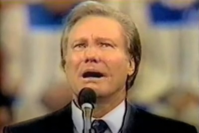 Prominent televangelist Jimmy Swaggart speaks during his famous 'I have sinned' confession in 1988.