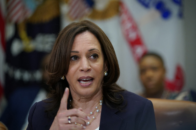 US Vice President Kamala Harris speaks during a meeting with members of the Democratic Texas State Senate and Texas House of Representatives in the Roosevelt Room of the White House in Washington, DC on June 16, 2021.