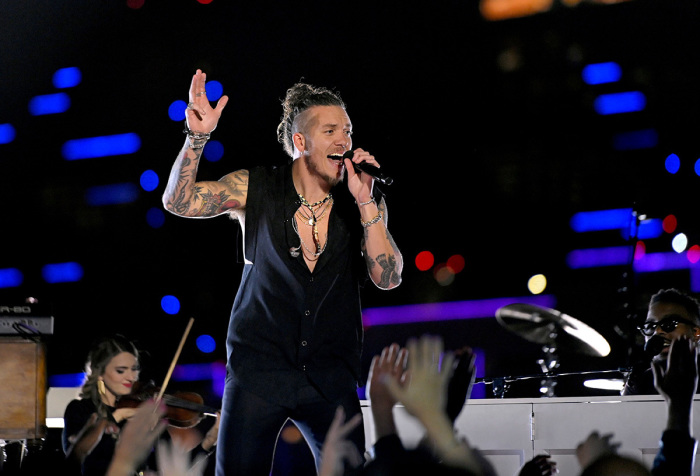 In this image released on April 3, 2022, Brandon Lake of Maverick City Music performs onstage for the 64th annual Grammy Awards, broadcast on April 03, 2022, in Las Vegas, Nevada.