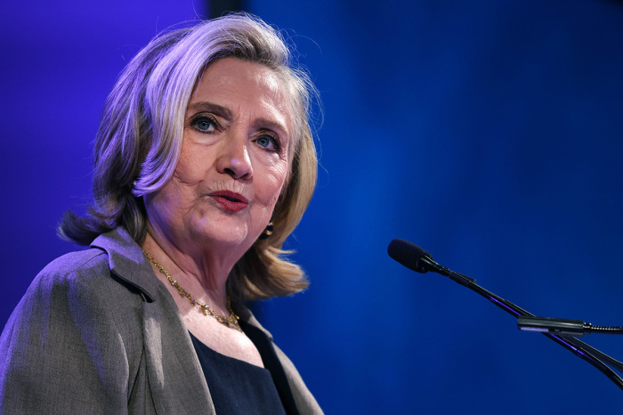 Former Secretary of State Hillary Rodham Clinton speaks during the Clinton Global Initiative, a meeting of international leaders that looks to help solve global problems, on Sept. 19, 2022, in New York City.
