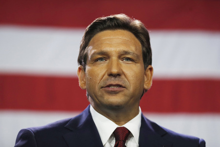 Florida Gov. Ron DeSantis gives a victory speech after defeating Democratic gubernatorial candidate Rep. Charlie Crist during his election night watch party at the Tampa Convention Center on November 8, 2022, in Tampa, Florida. DeSantis was the projected winner by a double-digit lead.