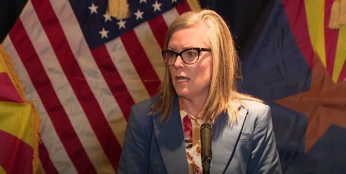 Arizona Gov. Katie Hobbs during a press release held Feb. 28, 2023.
