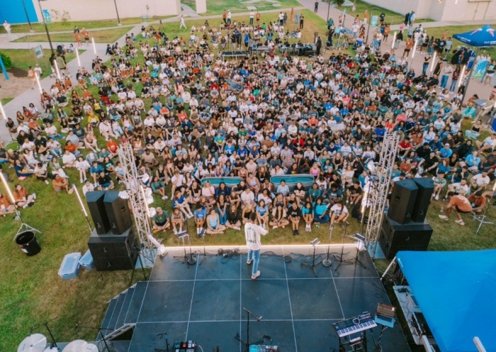 A revival event organized by New Life Young Adults meets at Texas A&M University's Corpus Christi campus on Thursday, Aug. 29, 2024.