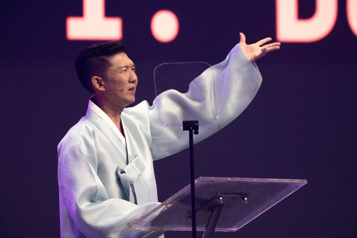 Lausanne Global Executive Director Michael Oh delivers the keynote address at the opening ceremony of the Fourth Lausanne Congress on World Evangelization in Incheon, South Korea, on Sept. 22, 2024.