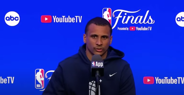 Boston Celtics Head Coach Joe Mazzulla speaks to reporters at a press conference, June 8, 2024.