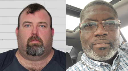 Former of Heritage Baptist Church pastor, Matthew Dedmon (L), has been charged with first degree murder of his wife's lover, Joe Newburn.